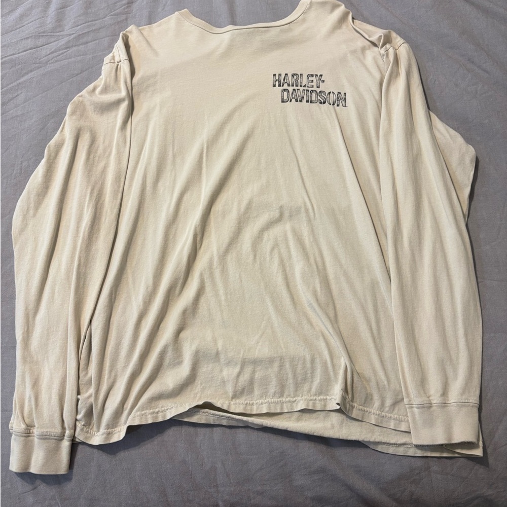 Harley-Davidson Cream Cotton Long Sleeve Tee